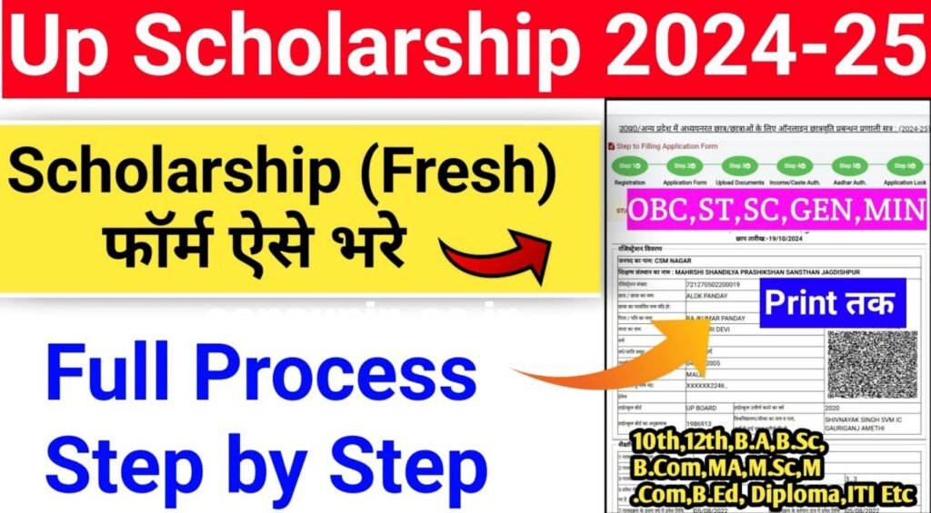 UP Scholarship Post matric Other Than Inter Fresh Login:यूपी स्कॉलरशिप लॉगिन, स्टेटस, करेक्शन आवेदन