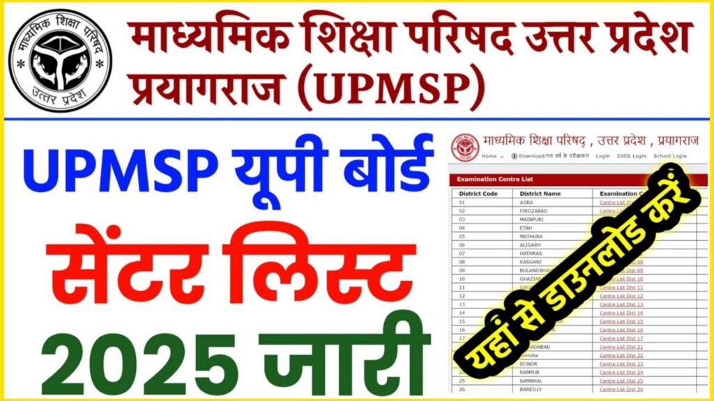 UP Board Exam 2025:यूपी बोर्ड ने जारी कि कक्षा10वीं और 12वीं केंद्र सूची,जानें कब होगा किस विषय का एग्जाम